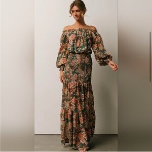 Baltic Born Green Floral Off-Shoulder Maxi Dress